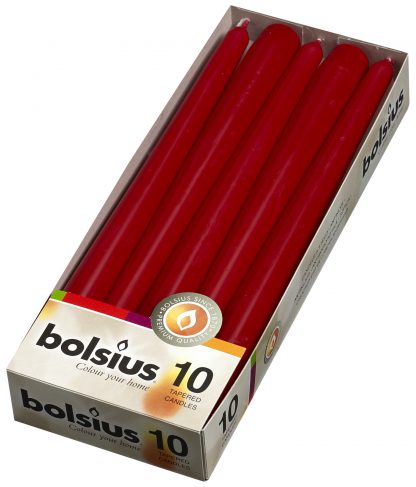 wine red tapered candles 10 pack